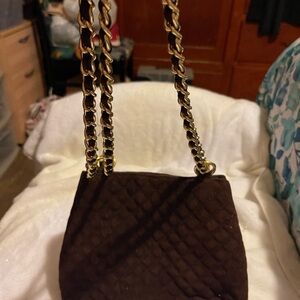 Elegant Brown Quilted Chain Shoulder Bag